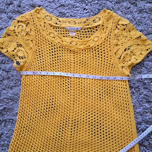 Peter nygard | Canary yellow crochet cottagecore knit t shirt - Picture 12 of 13